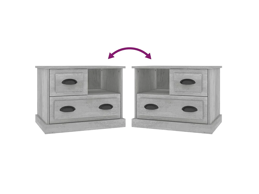 Table de chevet gris béton 60x39x45 cm