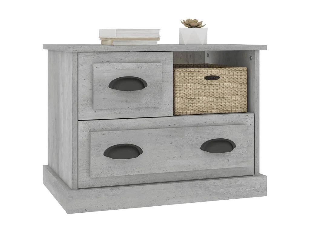 Table de chevet gris béton 60x39x45 cm