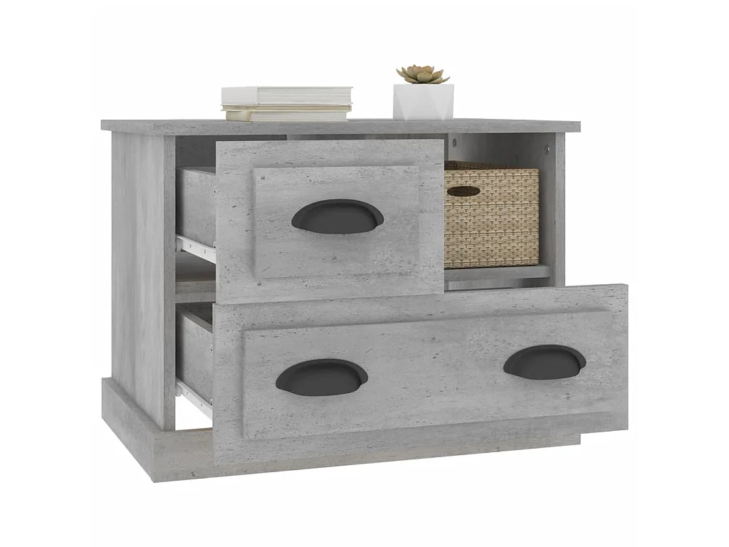 Table de chevet gris béton 60x39x45 cm
