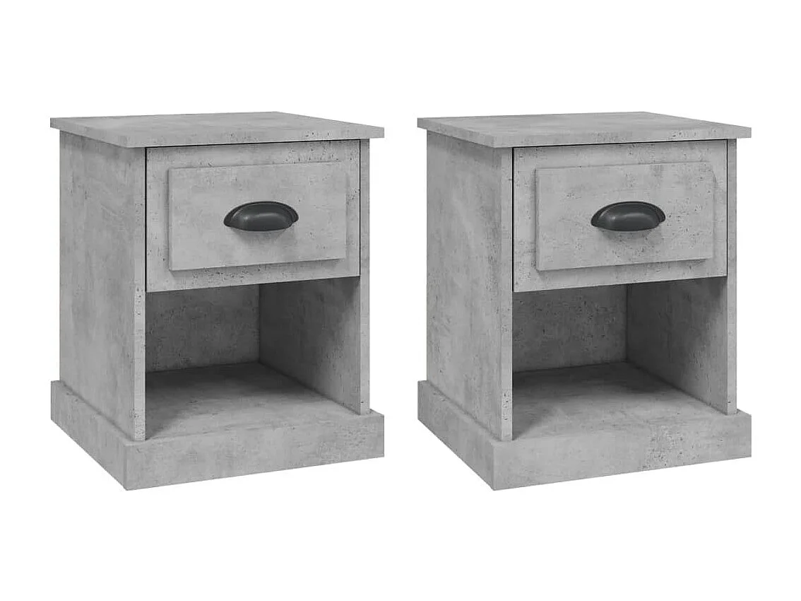 Tables de chevet 2 pcs gris béton 39x39x47,5 cm bois ingénierie
