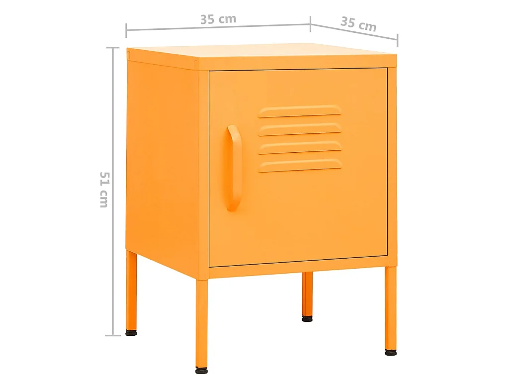 Table de chevet Jaune moutarde 35x35x51 cm Acier