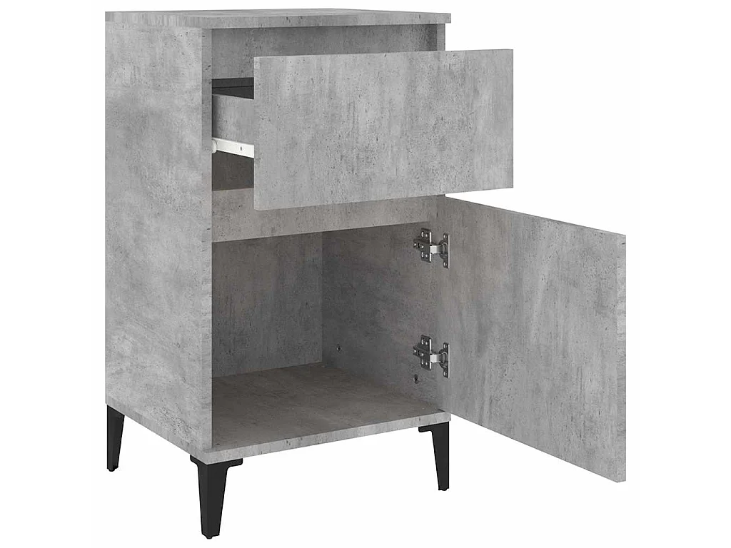 Table de chevet gris béton 40x35x70 cm