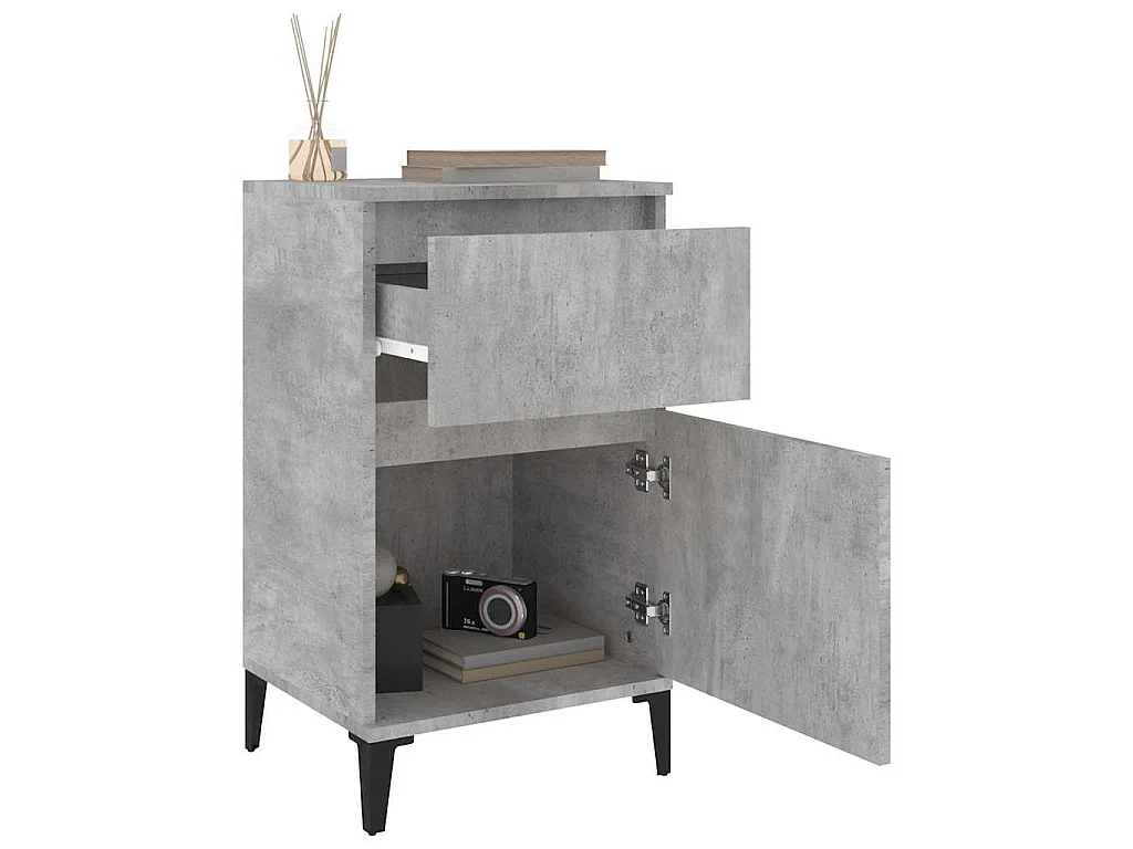 Table de chevet gris béton 40x35x70 cm