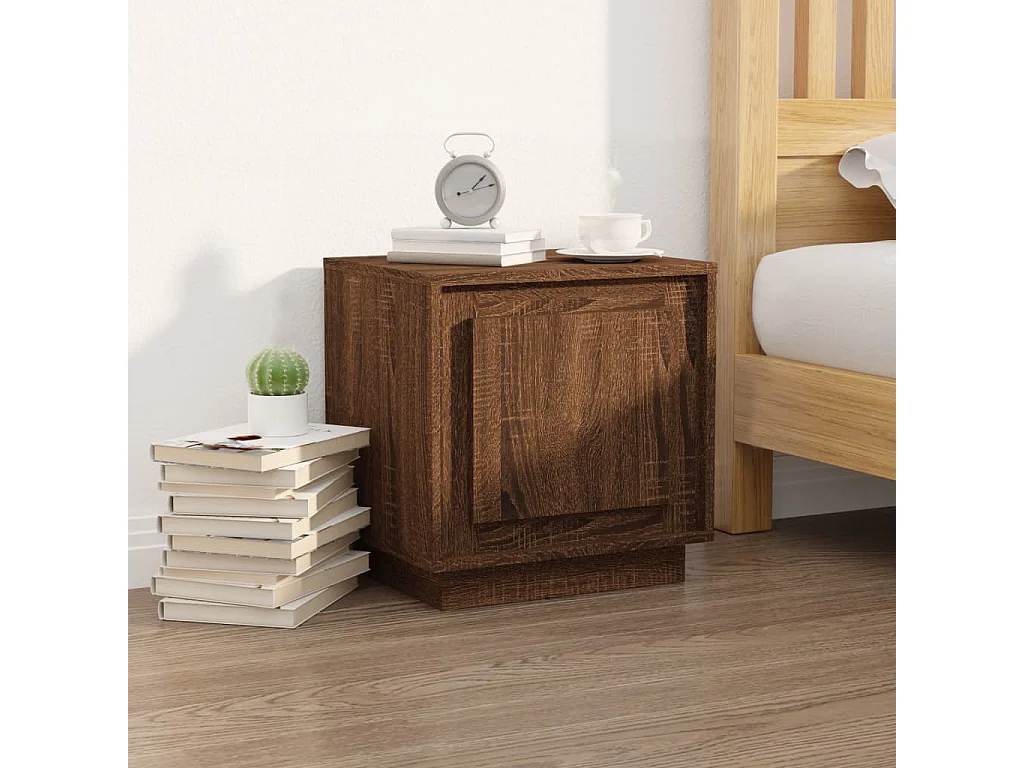 Table de chevet chêne marron 44x35x45 cm bois d'ingénierie