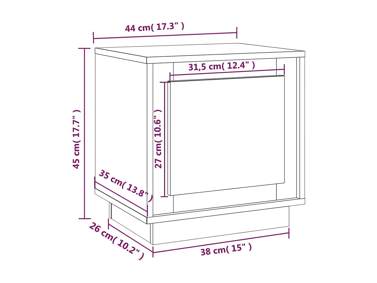 Table de chevet chêne marron 44x35x45 cm bois d'ingénierie