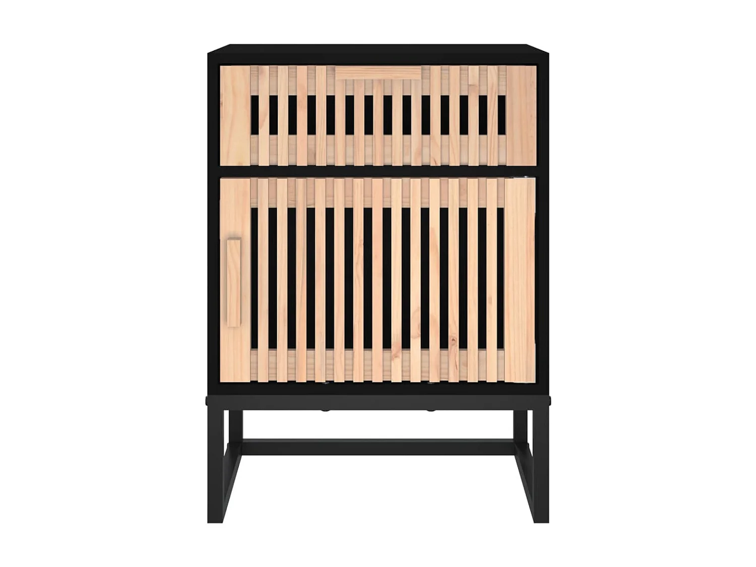 Nachtkastje 40x30x55,5 cm bewerkt hout en ijzer zwart