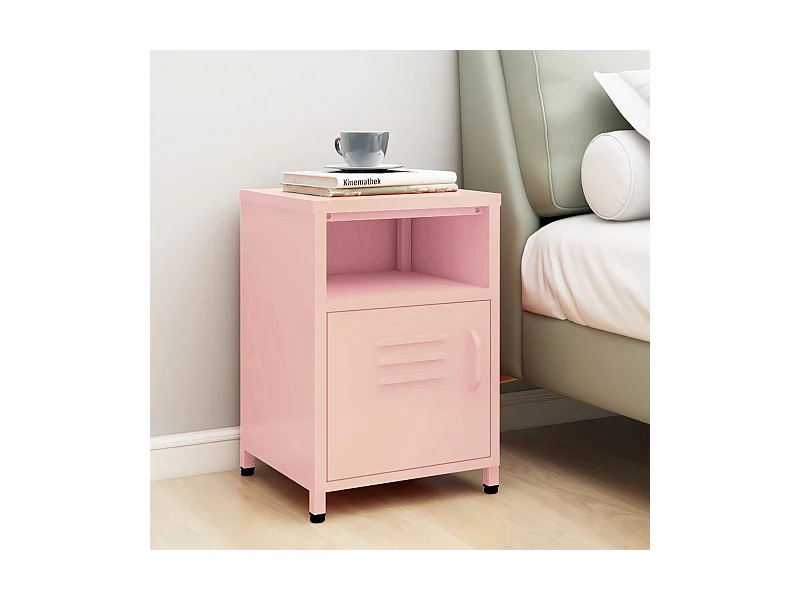 Comodino Rosa 35x35x51 cm in Acciaio