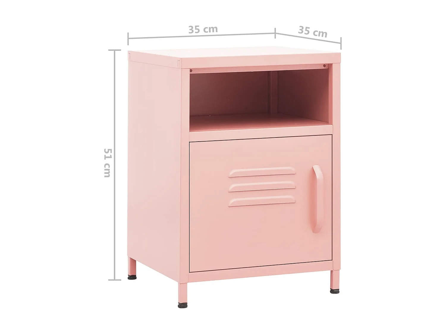 Nachttisch Rosa 35x35x51 cm Stahl