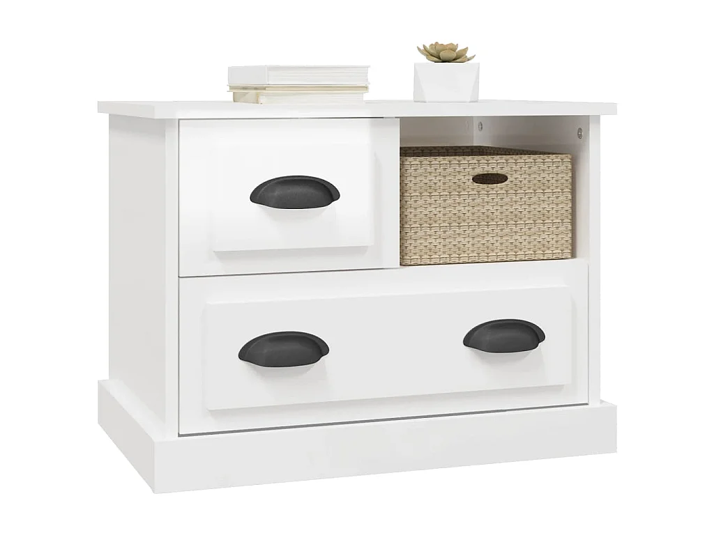 Table de chevet blanc brillant 60x39x45 cm