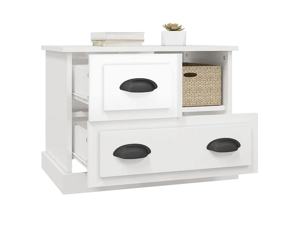 Table de chevet blanc brillant 60x39x45 cm