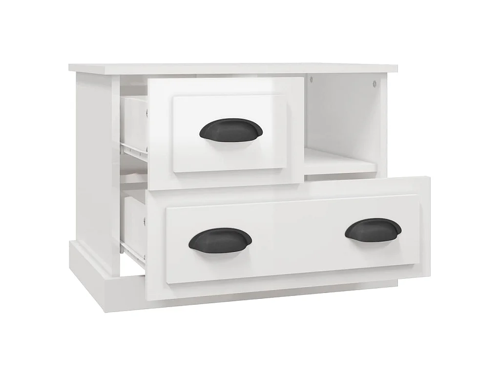 Table de chevet blanc brillant 60x39x45 cm