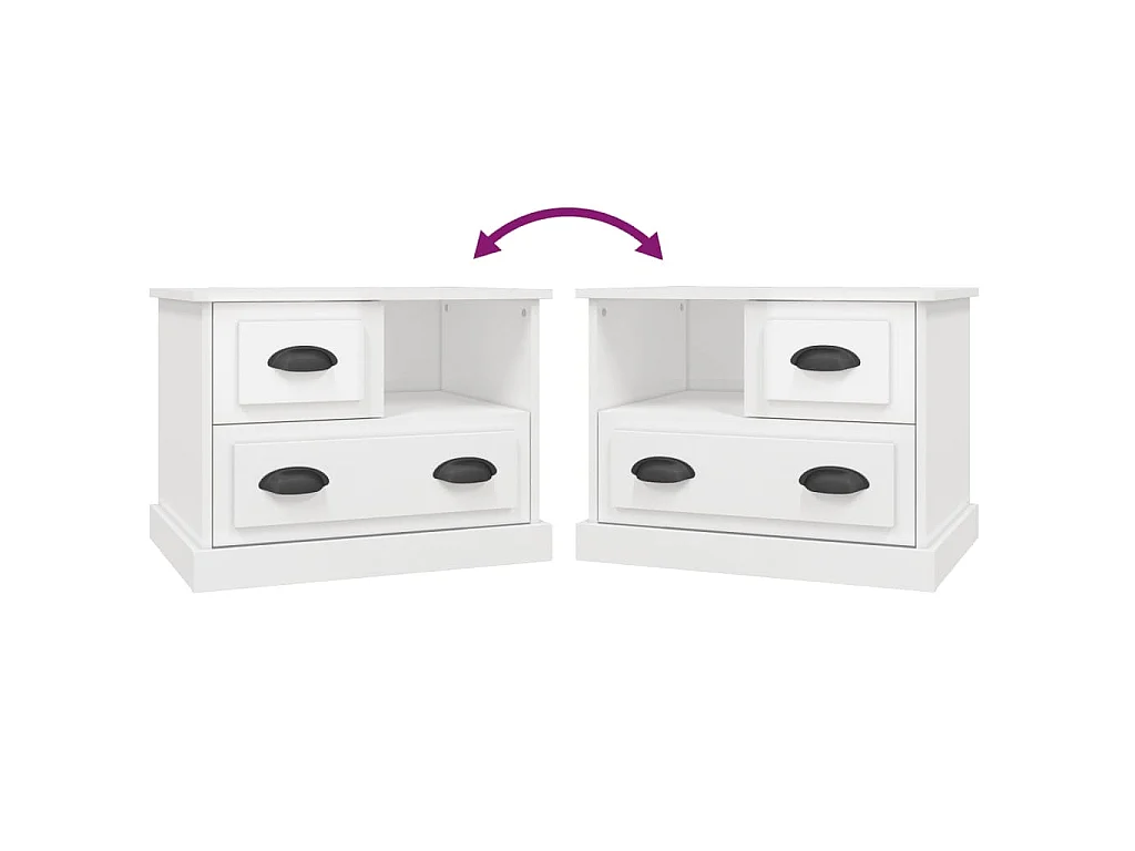 Table de chevet blanc brillant 60x39x45 cm