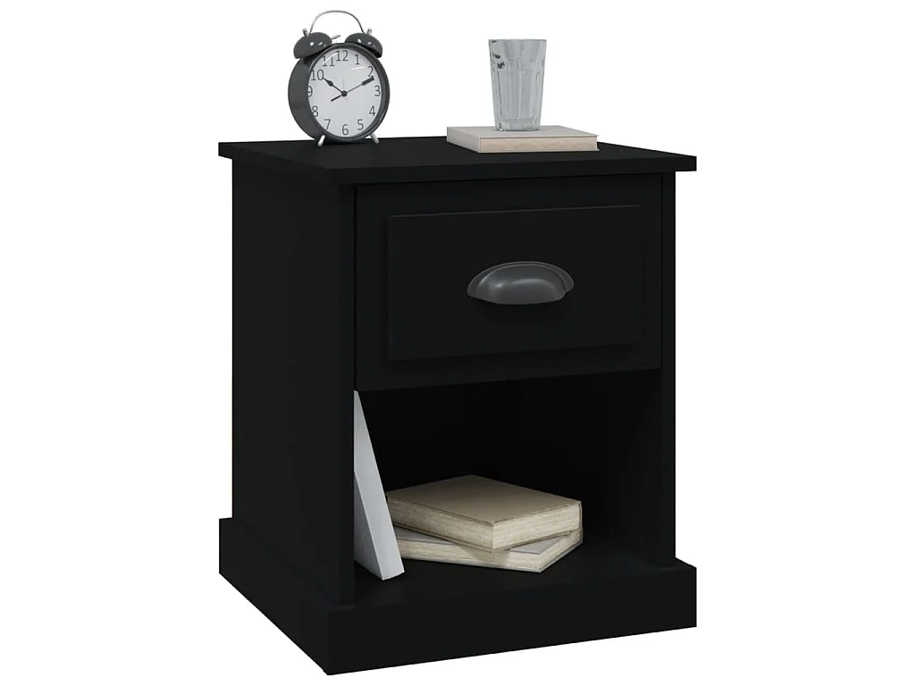 Table de chevet noir 39x39x47,5 cm bois d’ingénierie