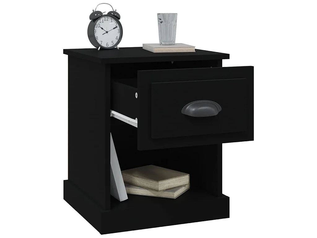 Table de chevet noir 39x39x47,5 cm bois d’ingénierie