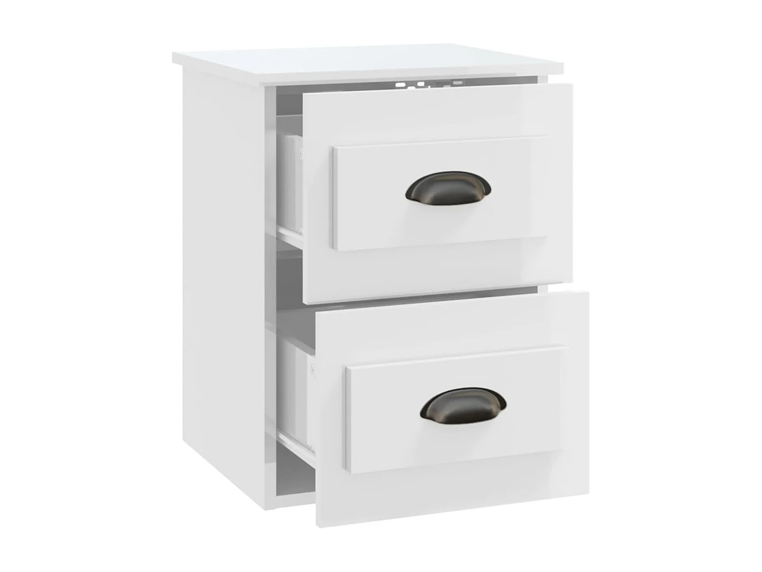 Mesitas de noche de pared 2 uds blanco brillante 41,5x36x53 cm