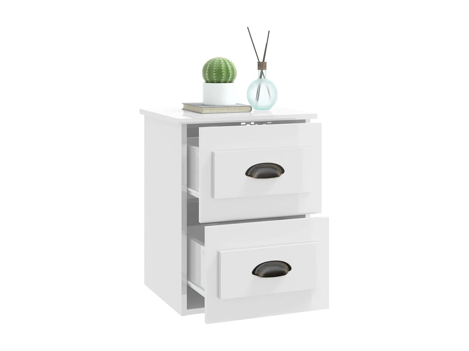 Tables de chevet murales 2 pcs blanc brillant 41,5x36x53 cm