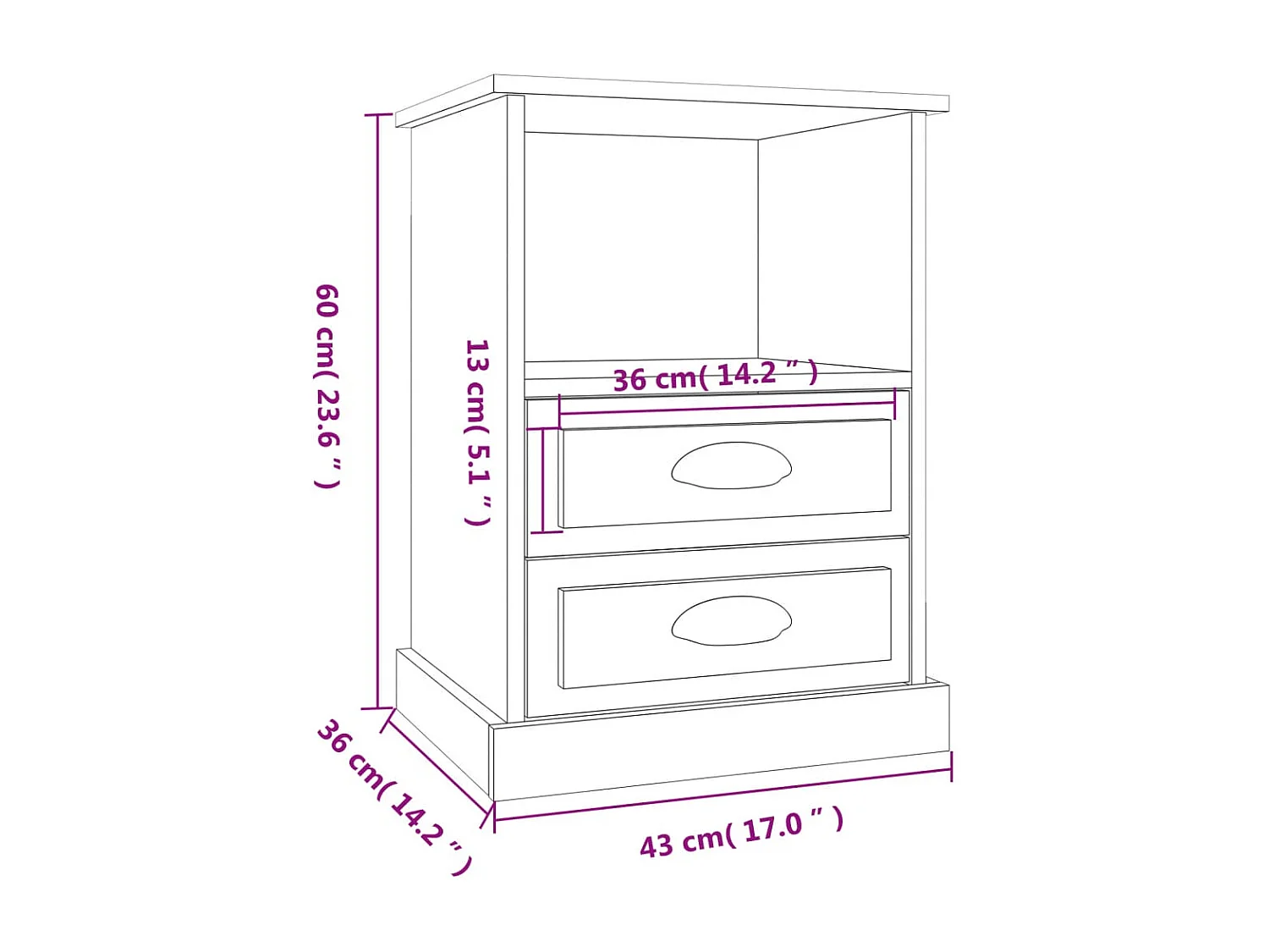 Mesas de cabeceira 2 pcs 43x36x60 cm cor carvalho castanho