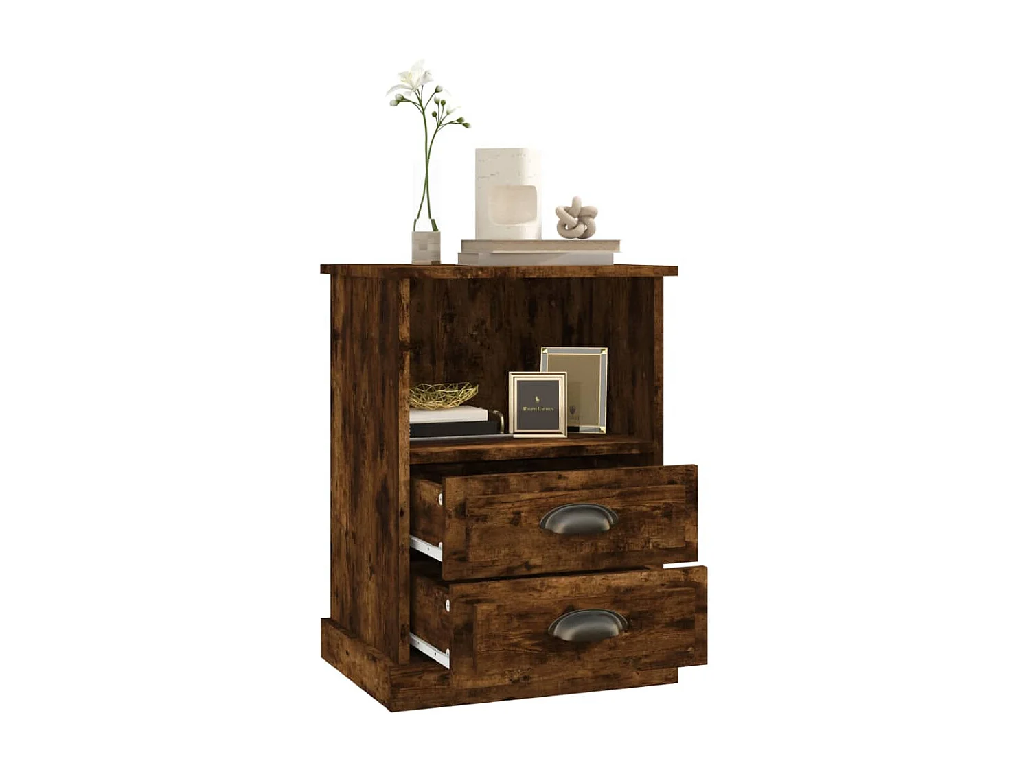 Mesa de cabeceira 43x36x60 cm cor carvalho fumado