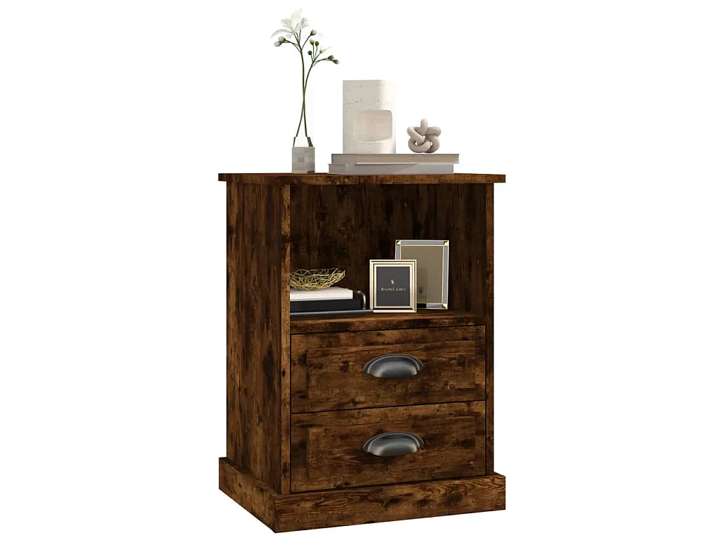 Table de chevet chêne fumé 43x36x60 cm