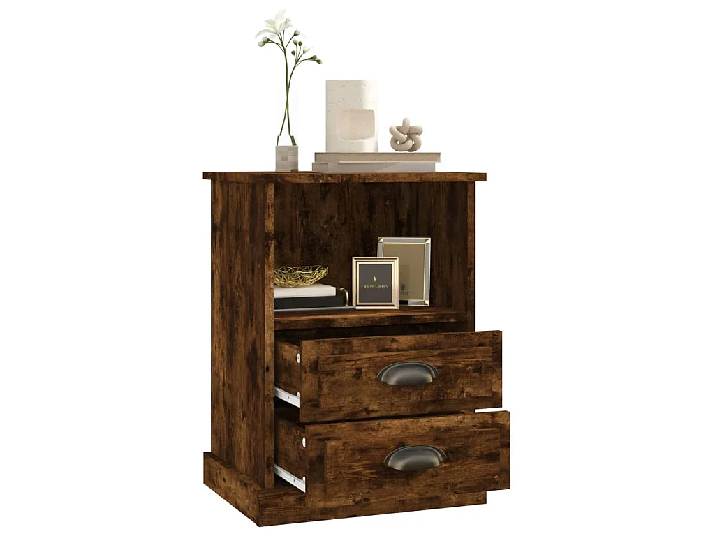 Table de chevet chêne fumé 43x36x60 cm