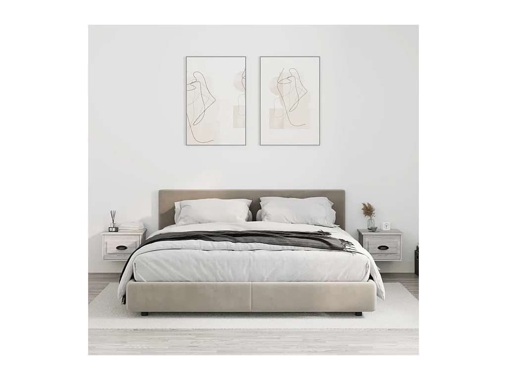 Comodini a Parete 2 pz Grigio Sonoma 41,5x36x28 cm