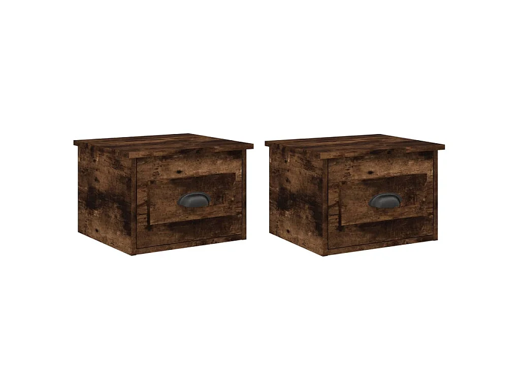 Tables de chevet murales 2 pcs chêne fumé 41,5x36x28 cm