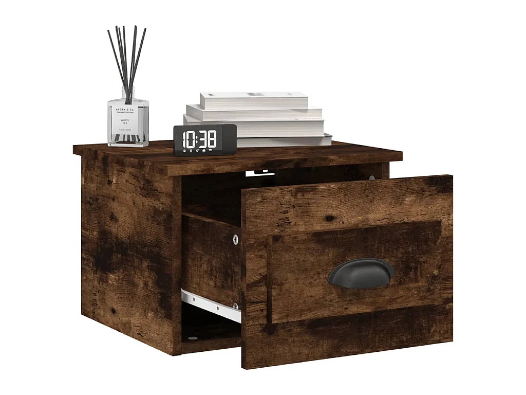 Tables de chevet murales 2 pcs chêne fumé 41,5x36x28 cm