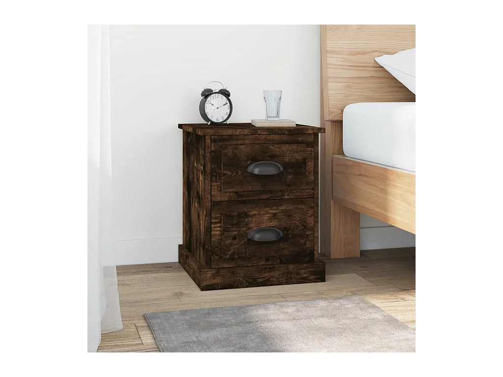 Comodini 2 pz Rovere Fumo 39x39x47,5 cm in Legno Multistrato