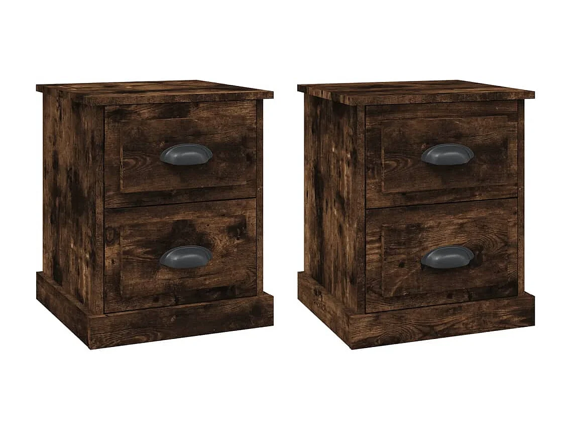 Tables de chevet 2 pcs chêne fumé 39x39x47,5 cm bois ingénierie