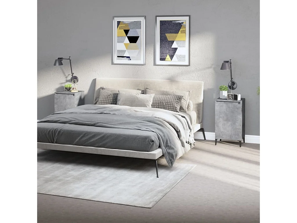 Nachttische 2 Stk. Betongrau 40x35x70 cm Holzwerkstoff