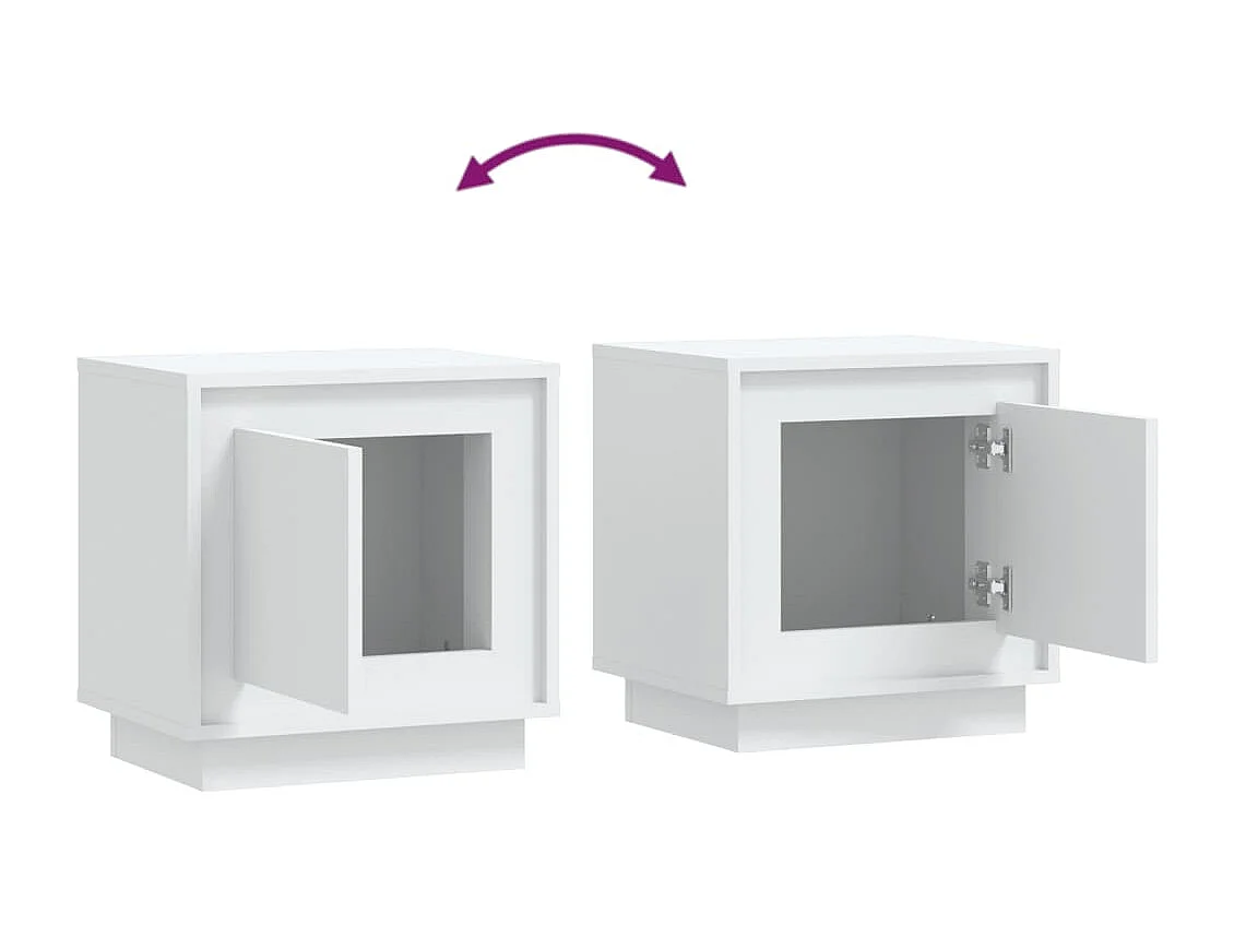 Table de chevet blanc 44x35x45 cm bois d’ingénierie