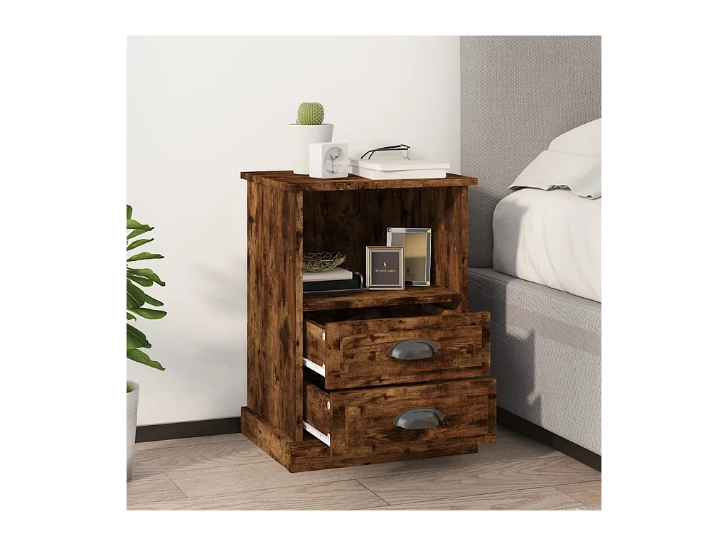 Tables de chevet 2 pcs chêne fumé 43x36x60 cm