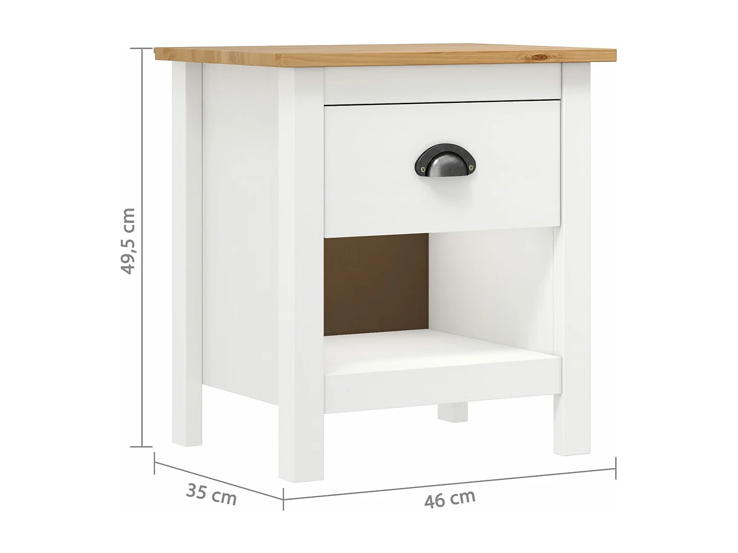 Comodini Hill 2 pz 46x35x49,5 cm Legno Massello di Pino