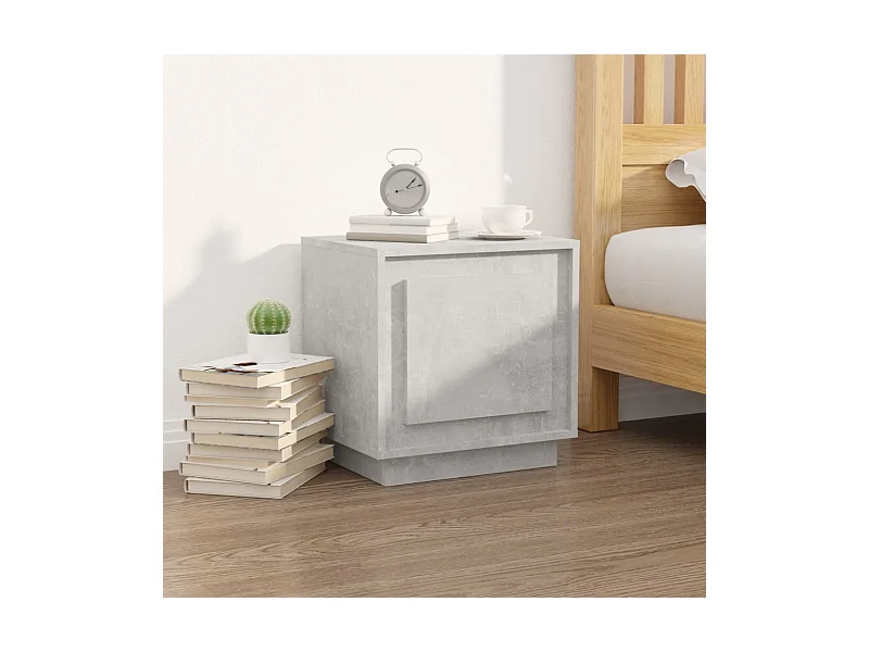 Table de chevet gris béton 44x35x45 cm bois d'ingénierie