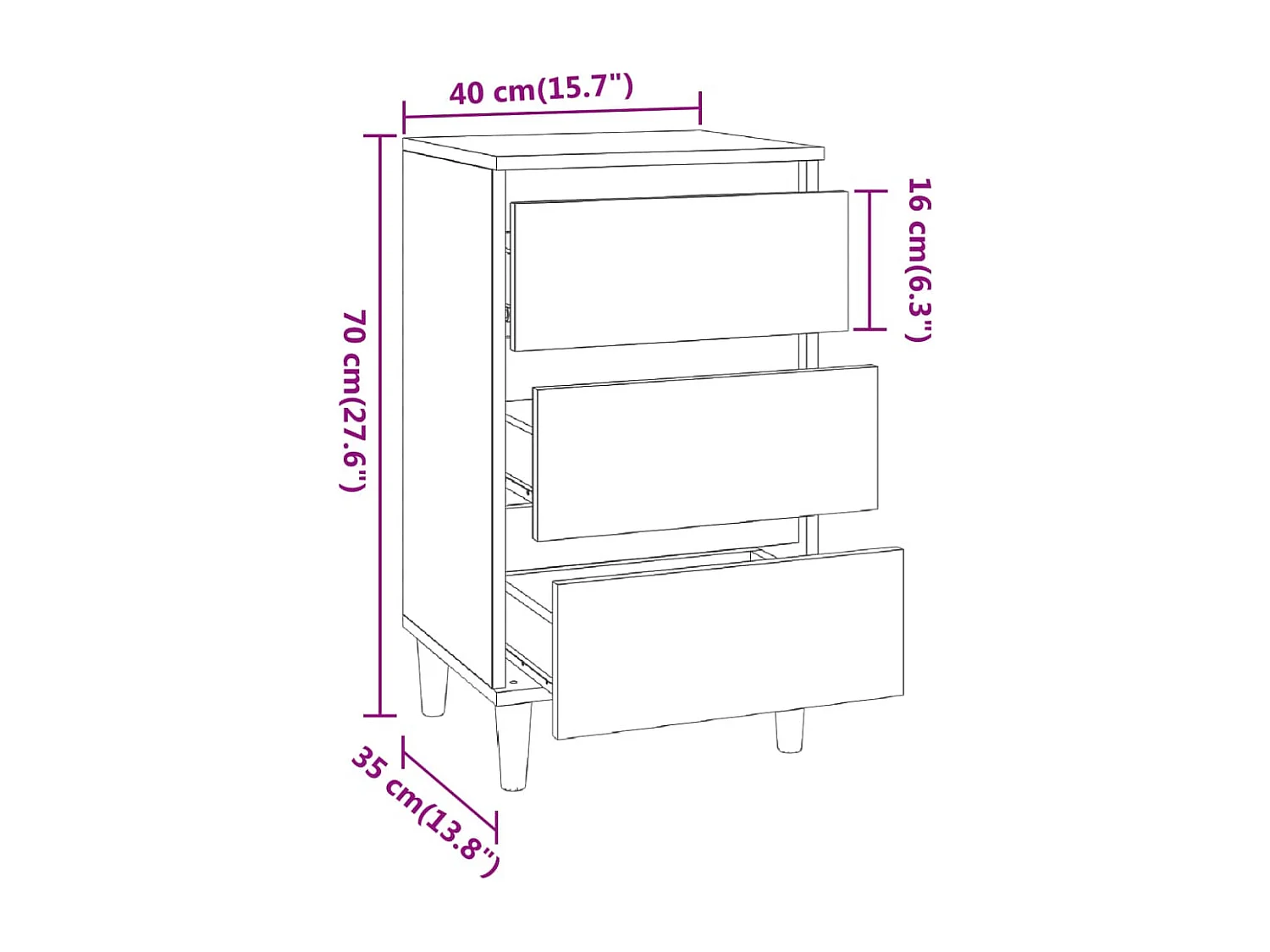 Nachttisch Grau Sonoma 40x35x70 cm Holzwerkstoff