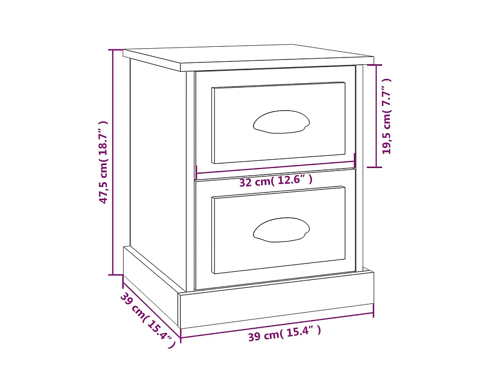 Comodini 2 pz Rovere Sonoma 39x39x47,5 cm in Legno Multistrato