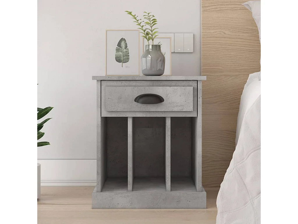 Table de chevet gris béton 43x36x50 cm