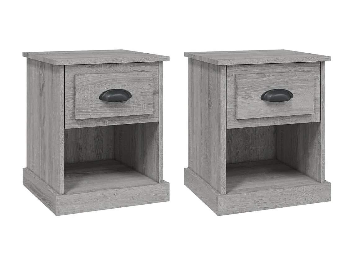 Nachtkastjes 2 st 39x39x47,5 cm bewerkt hout grijs sonoma eiken