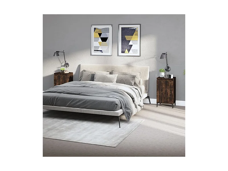 Nachtkastjes 2 st 40x35x70 cm bewerkt hout gerookt eikenkleurig
