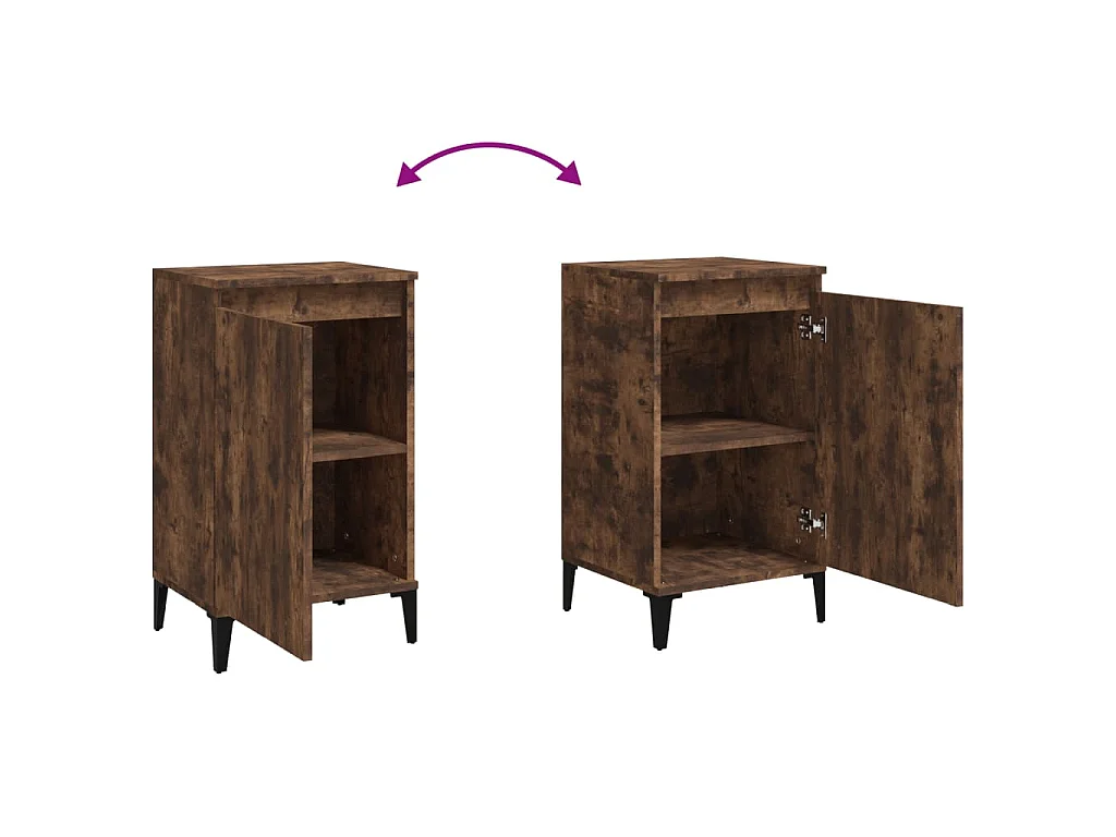 Comodini 2 pz Rovere Fumo 40x35x70 cm in Legno Multistrato