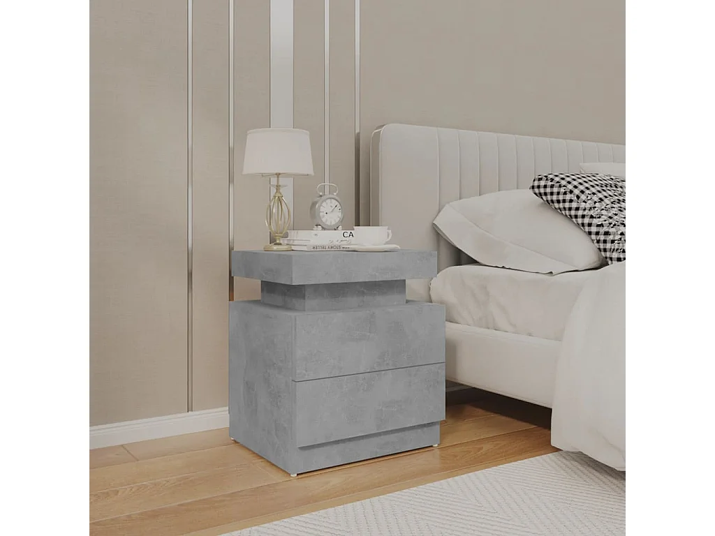 Comodino Grigio Cemento 45x35x52 cm in Legno Multistrato