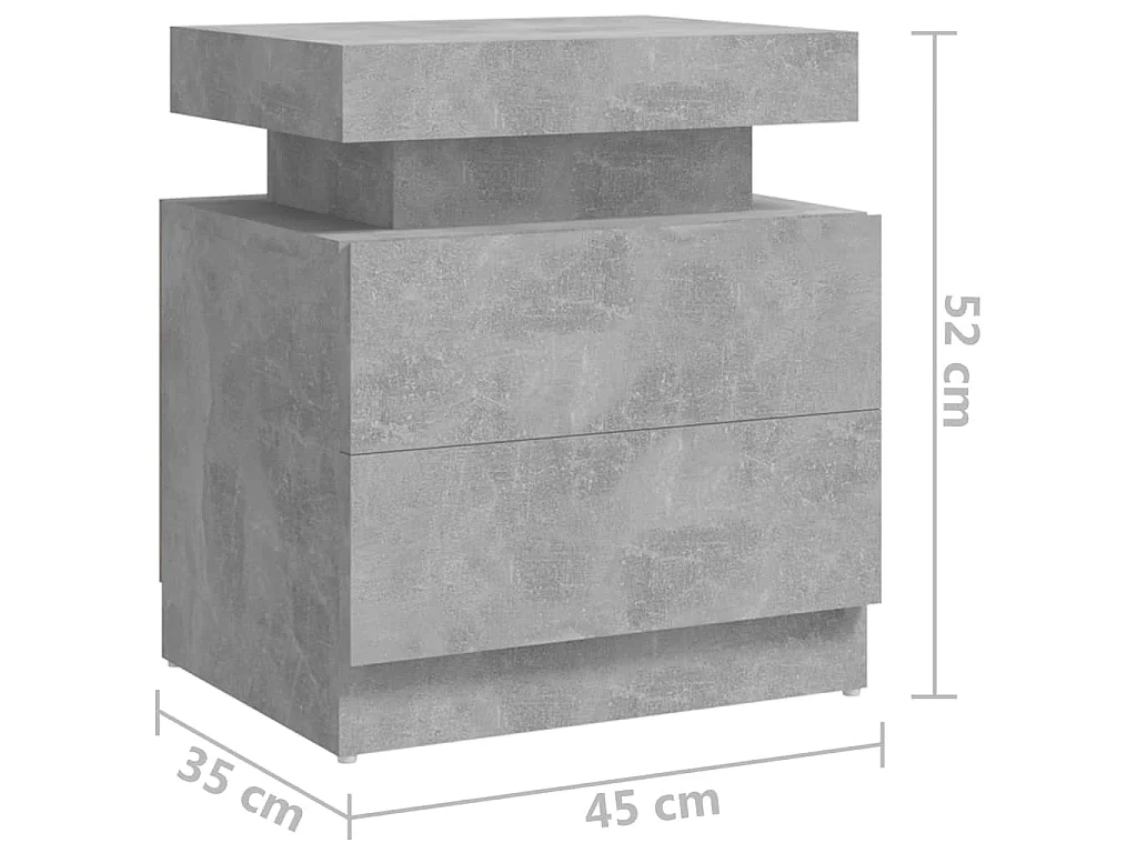 Comodino Grigio Cemento 45x35x52 cm in Legno Multistrato