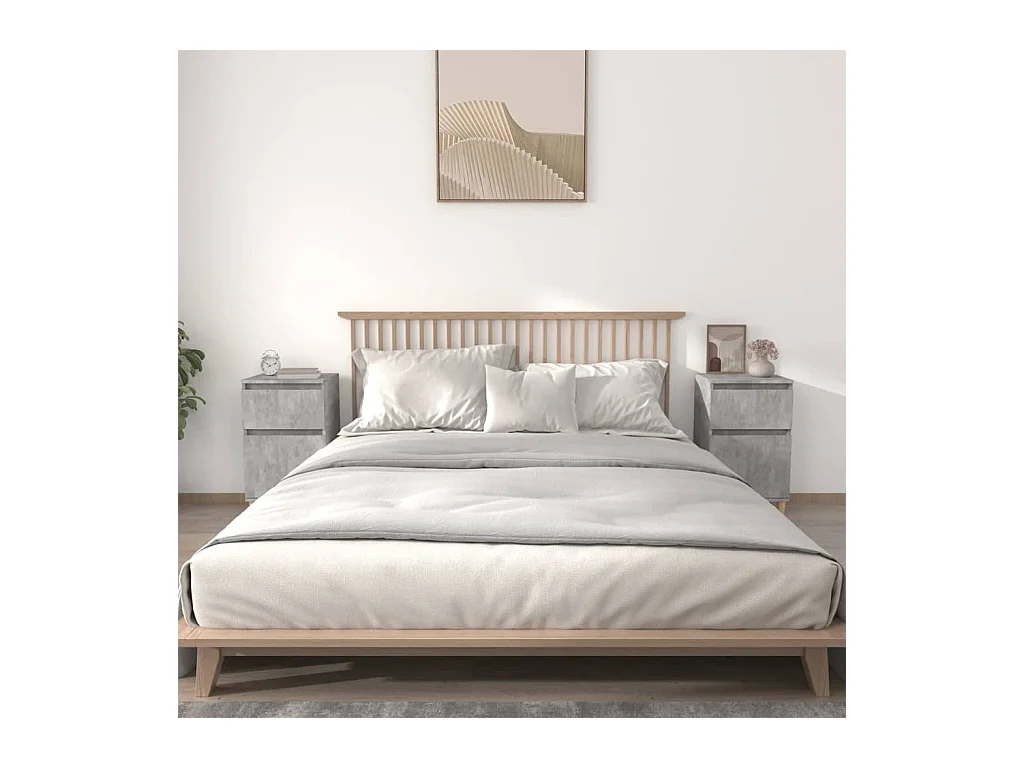 Comodini 2 pz Grigio Cemento 40x35x70 cm