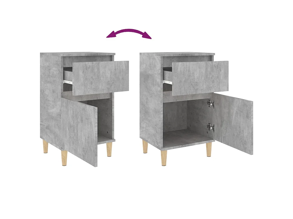 Tables de chevet 2 pcs gris béton 40x35x70 cm