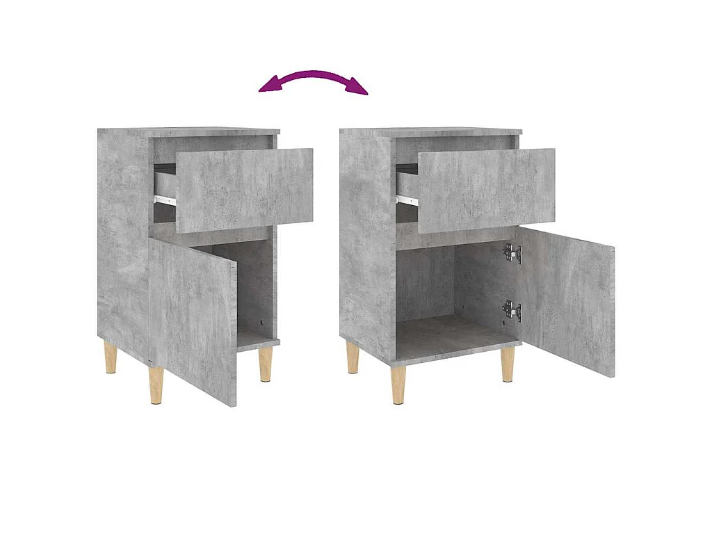 Tables de chevet 2 pcs gris béton 40x35x70 cm