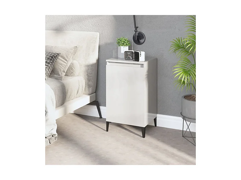 Mesa de cabeceira 40x35x70cm derivados madeira branco brilhante