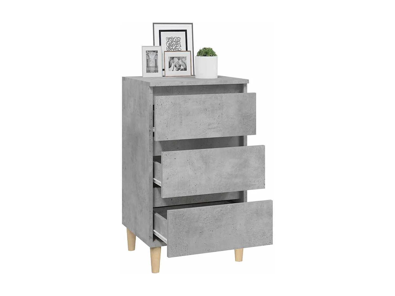 Table de chevet gris béton 40x35x70 cm bois d'ingénierie