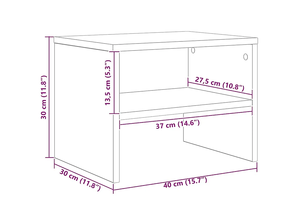 Mesa-de-cabeceira 40x30x30 cm aglomerado branco