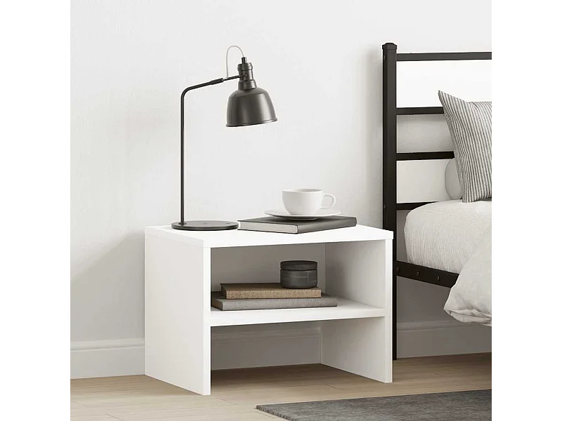 Comodino Bianco 40x30x30 cm Legno Ingegnerizzato