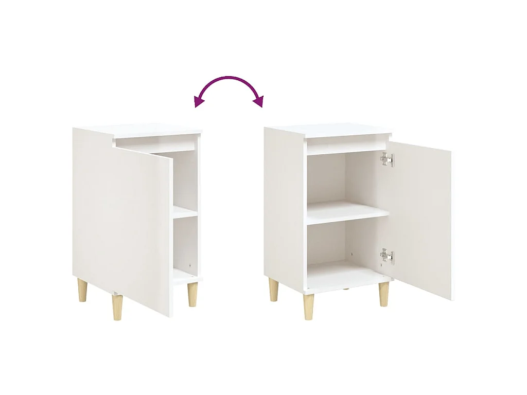 Nachtkastjes 2 st 40x35x70 cm bewerkt hout hoogglans wit